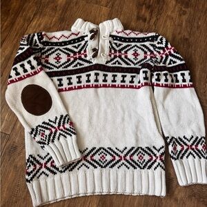 Fresh Nordic Pattern Sweater - Cream, Black, and Red